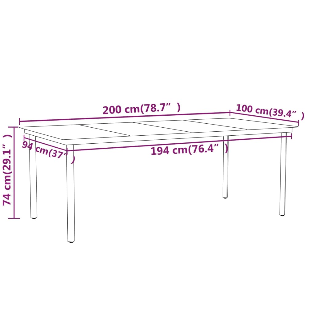 vidaXL Set Mobili da Pranzo per Giardino 7 pz Nero