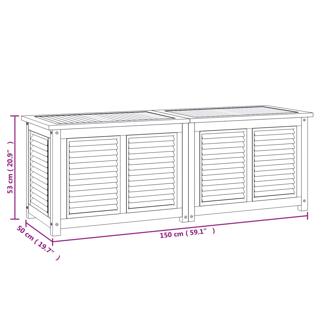 vidaXL Contenitore Giardino con Borsa 150x50x53cm Legno Massello Teak