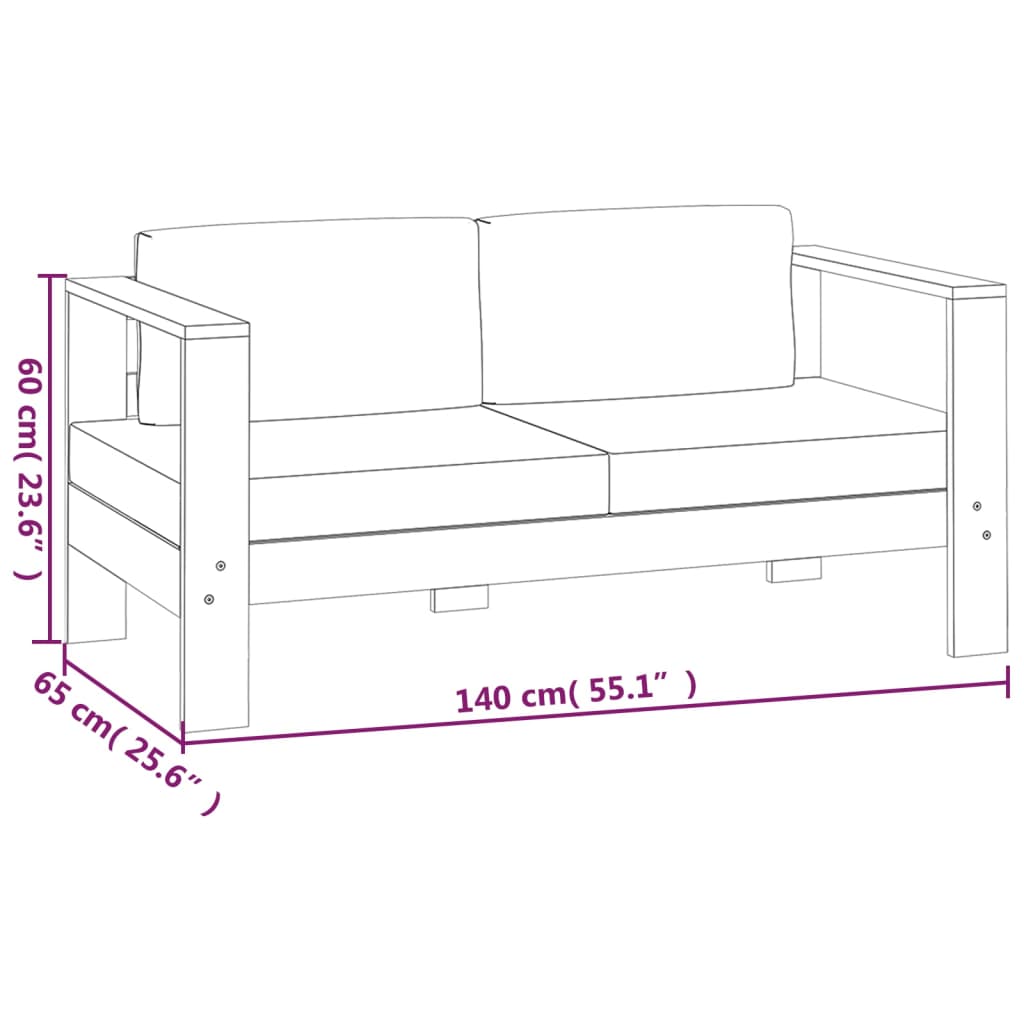 vidaXL Set Divani Giardino 3 pz Cuscini Bianco Crema in Legno Massello