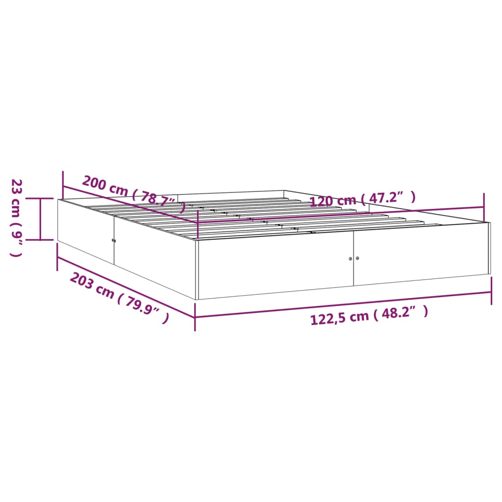 vidaXL Giroletto senza Materasso Ambrato in Legno di Pino 120x200 cm