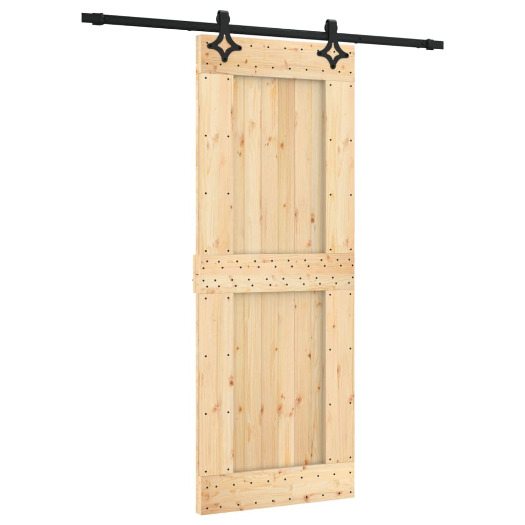 vidaXL Porta Scorrevole con Set Hardware 80x210 cm Legno Massello Pino