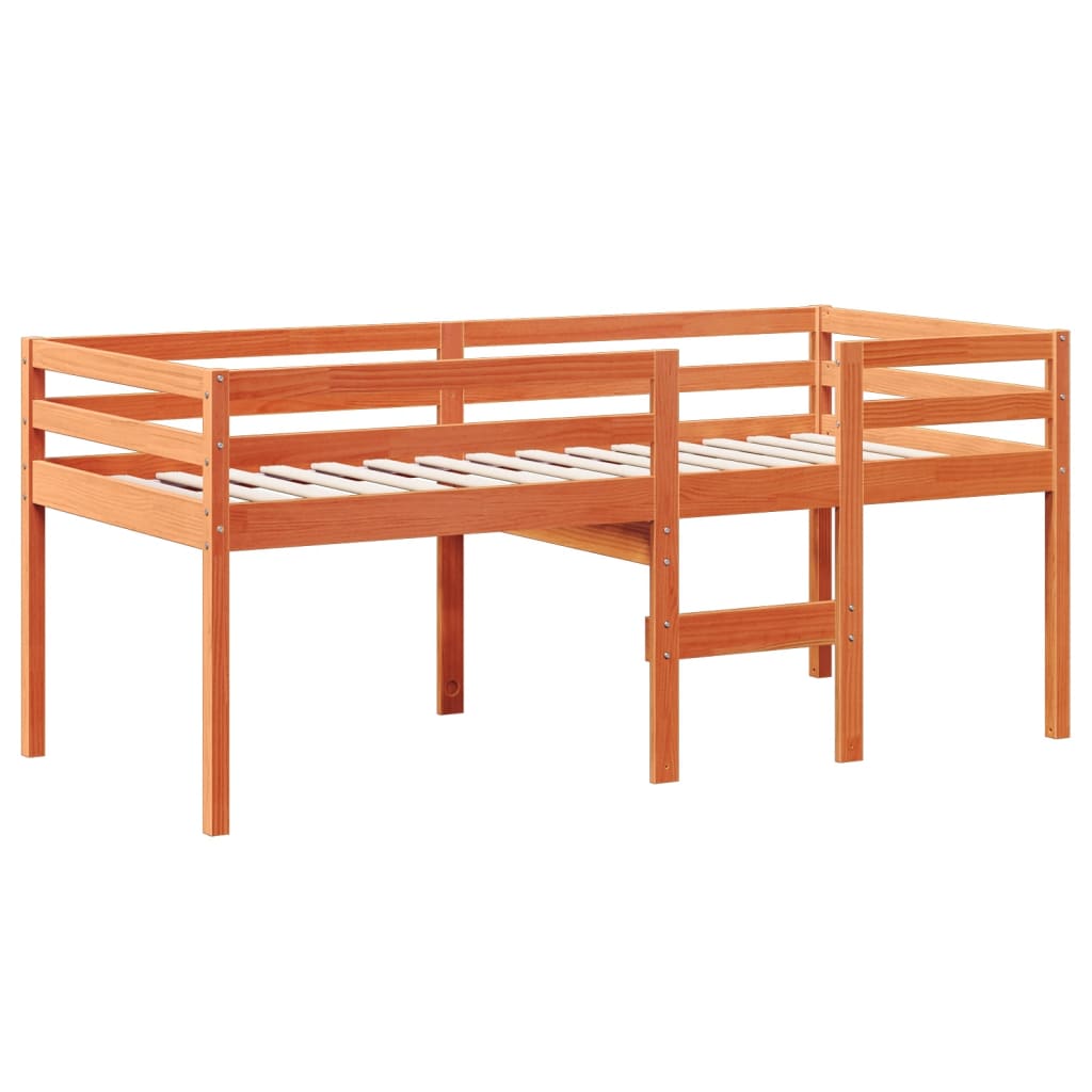 vidaXL Letto a Soppalco con Tetto Cera 75x190cm Legno Massello di Pino