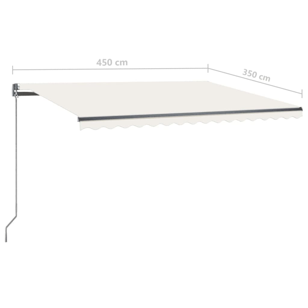 vidaXL Tenda da Sole Retrattile Manuale LED 450x350 cm Crema