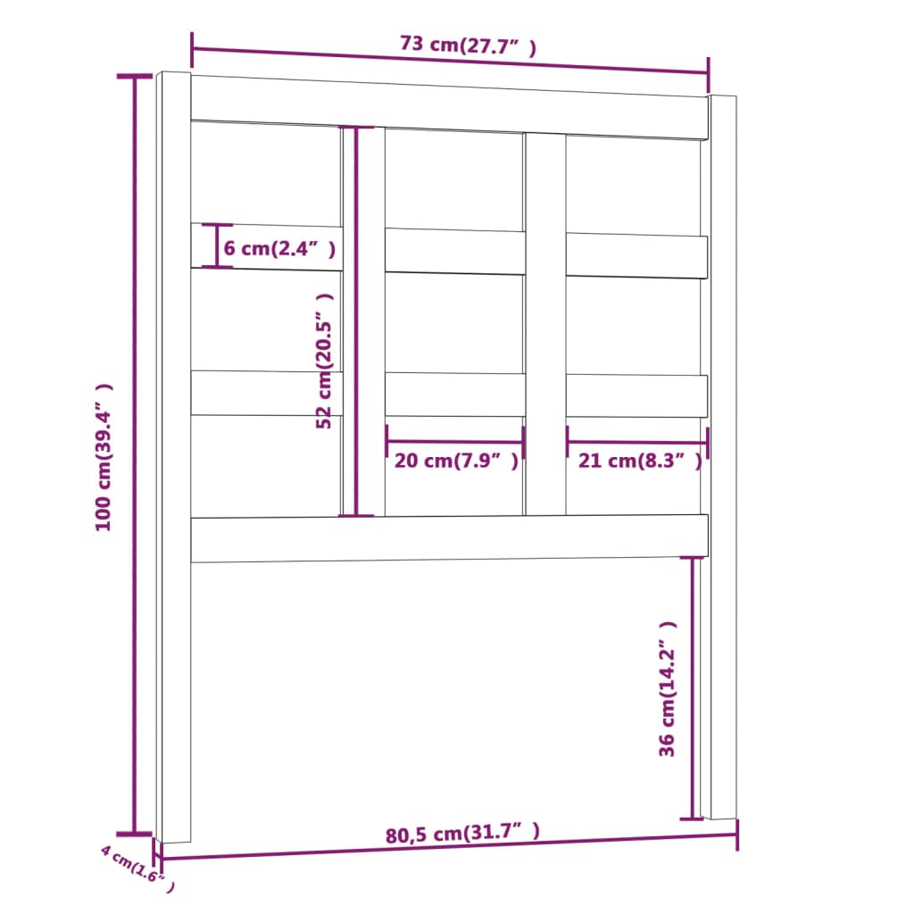 vidaXL Testiera Letto Grigia 80,5x4x100 cm in Legno Massello di Pino