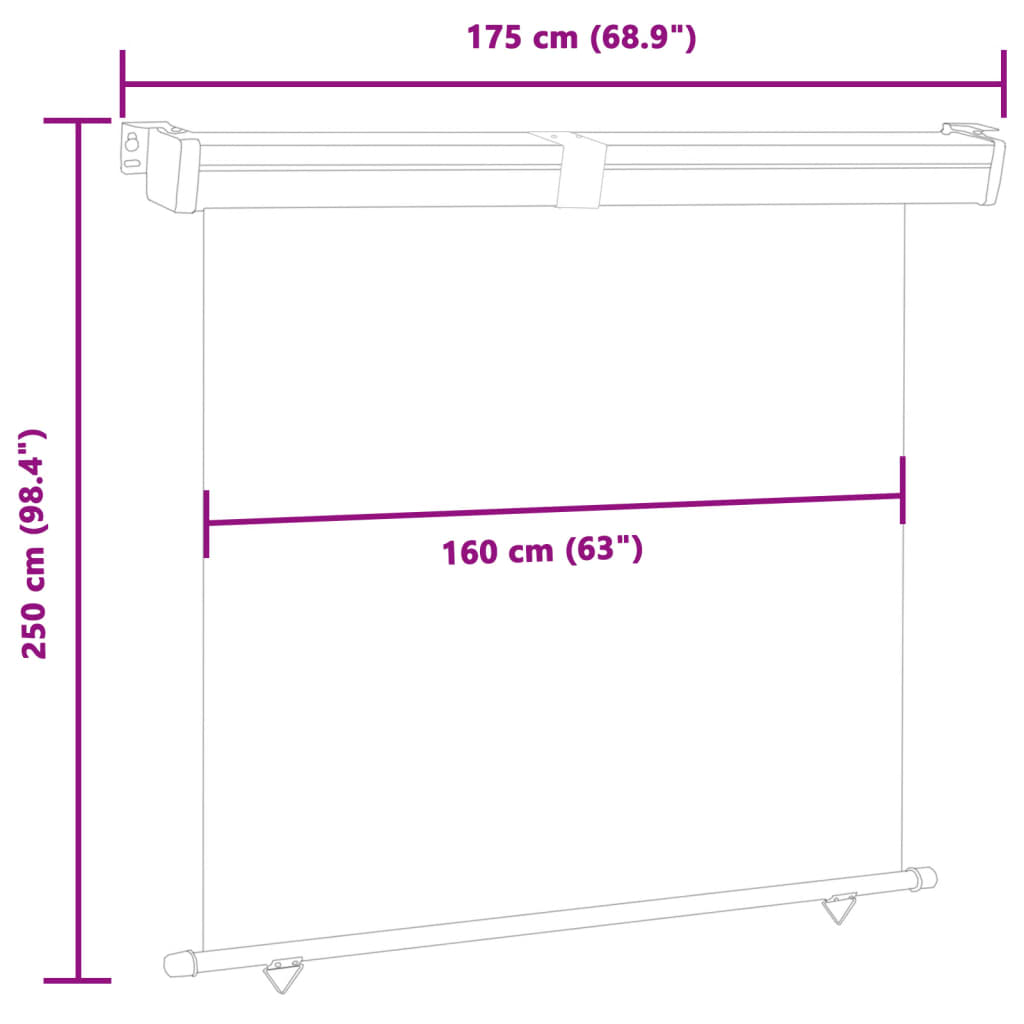 vidaXL Tendalino Laterale per Balcone 175x250 cm Grigio