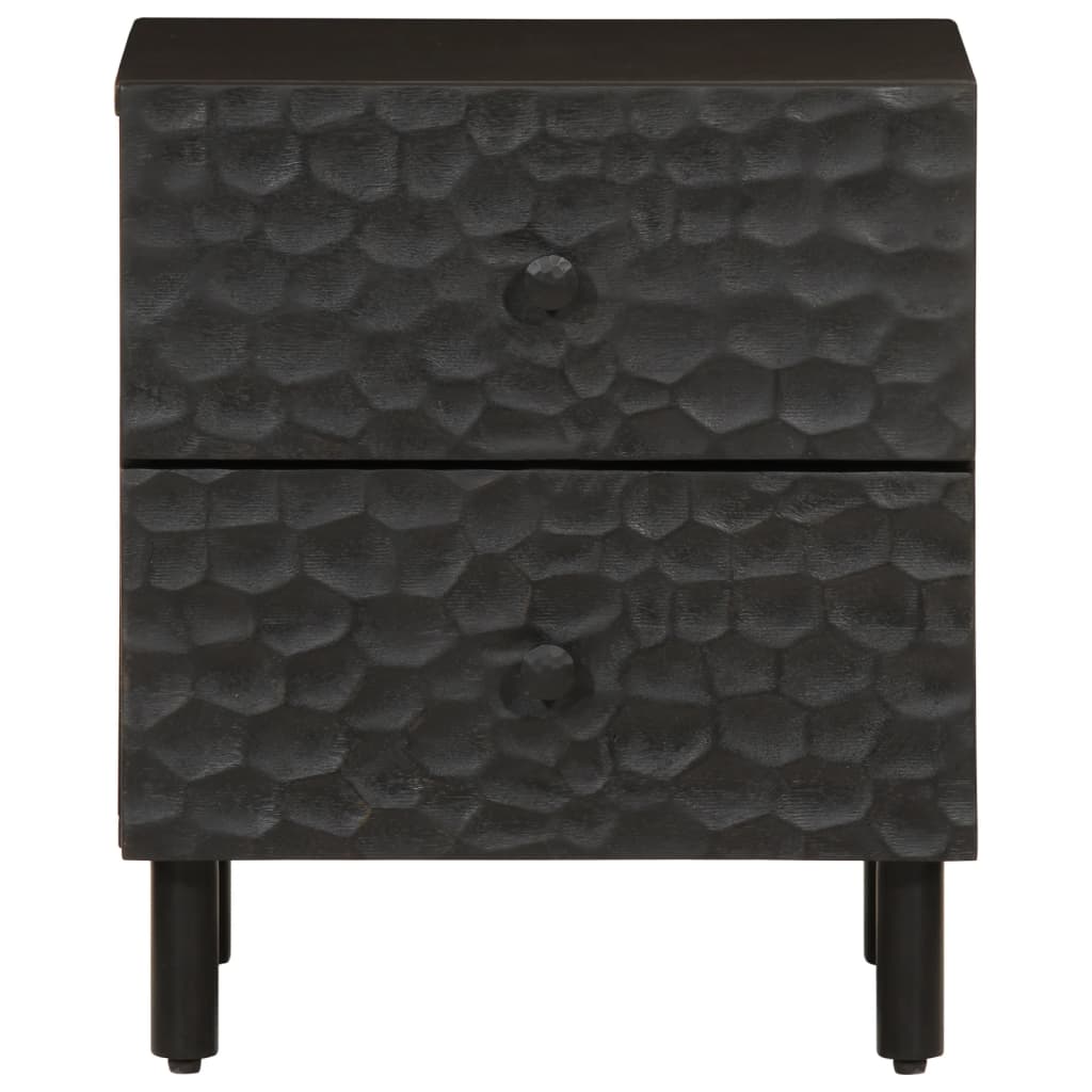 vidaXL Comodino Nero 40x33x46 cm in Legno Massello di Mango