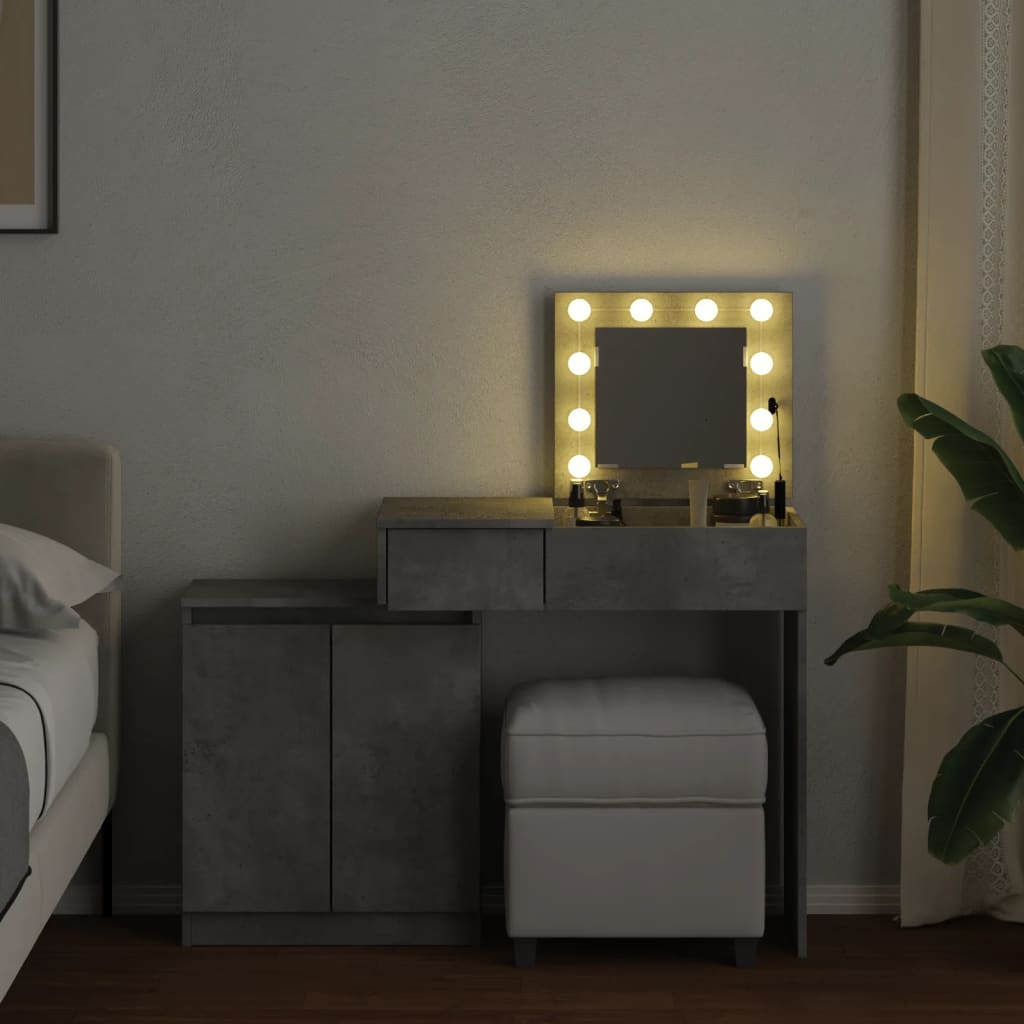 vidaXL Toeletta con LED Grigio Cemento 115x37x110,5 cm