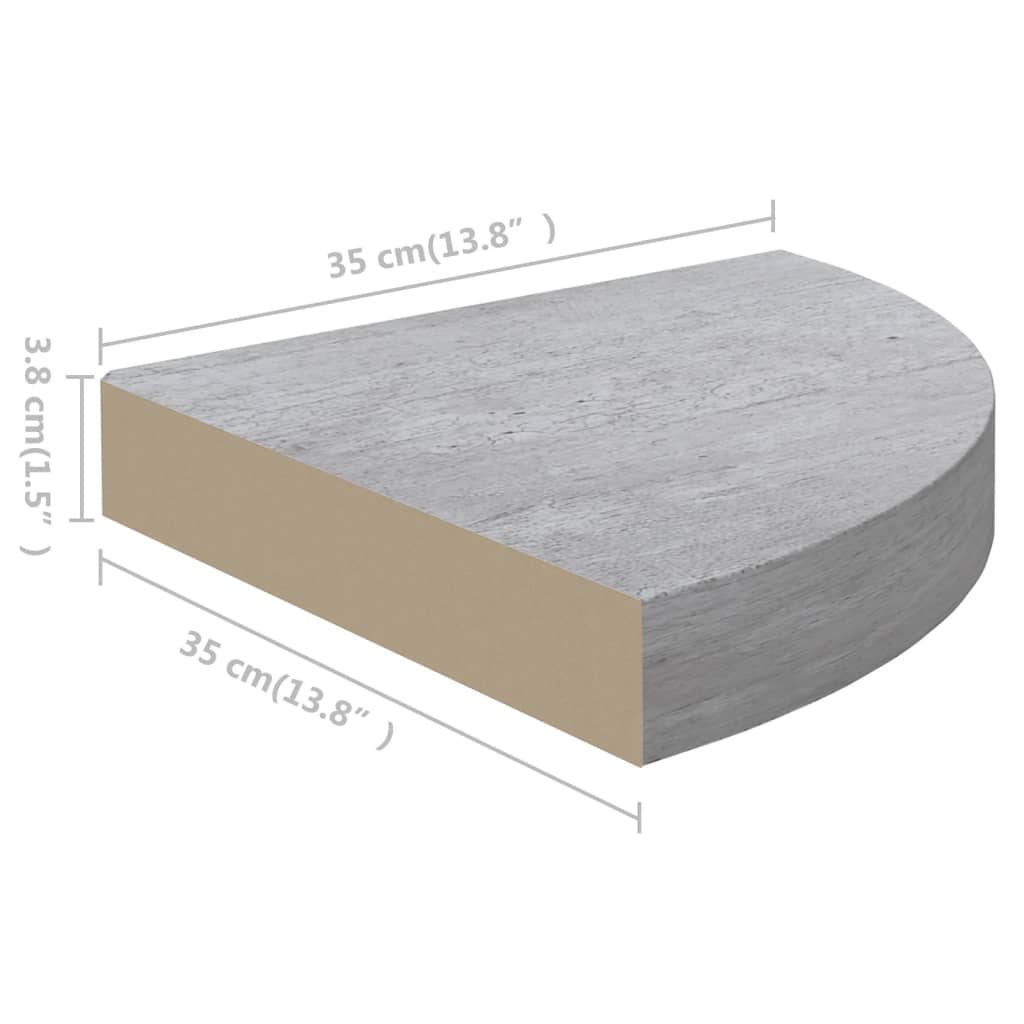 vidaXL Mensola Angolare Grigio Cemento 35x35x3,8 cm in MDF