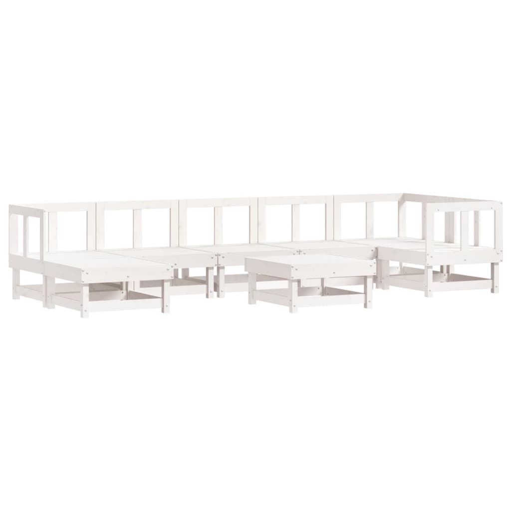 vidaXL Set Divani da Giardino 8pz con Cuscini in Legno Massello Bianco