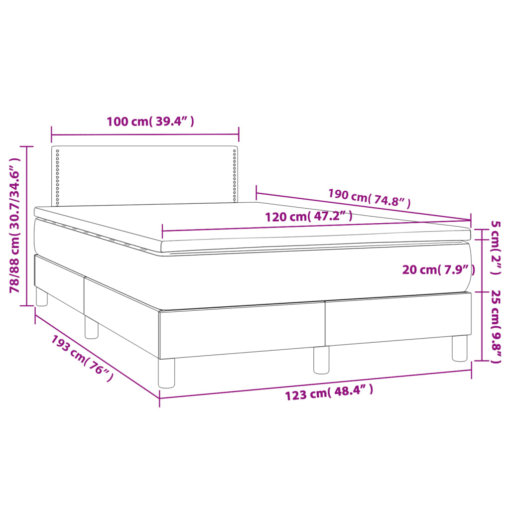 vidaXL Giroletto a Molle con Materasso Rosa 120x190 cm in Velluto