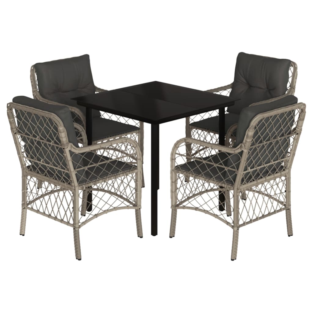 vidaXL Set Pranzo da Giardino 5pz con Cuscini Grigio Chiaro Polyrattan