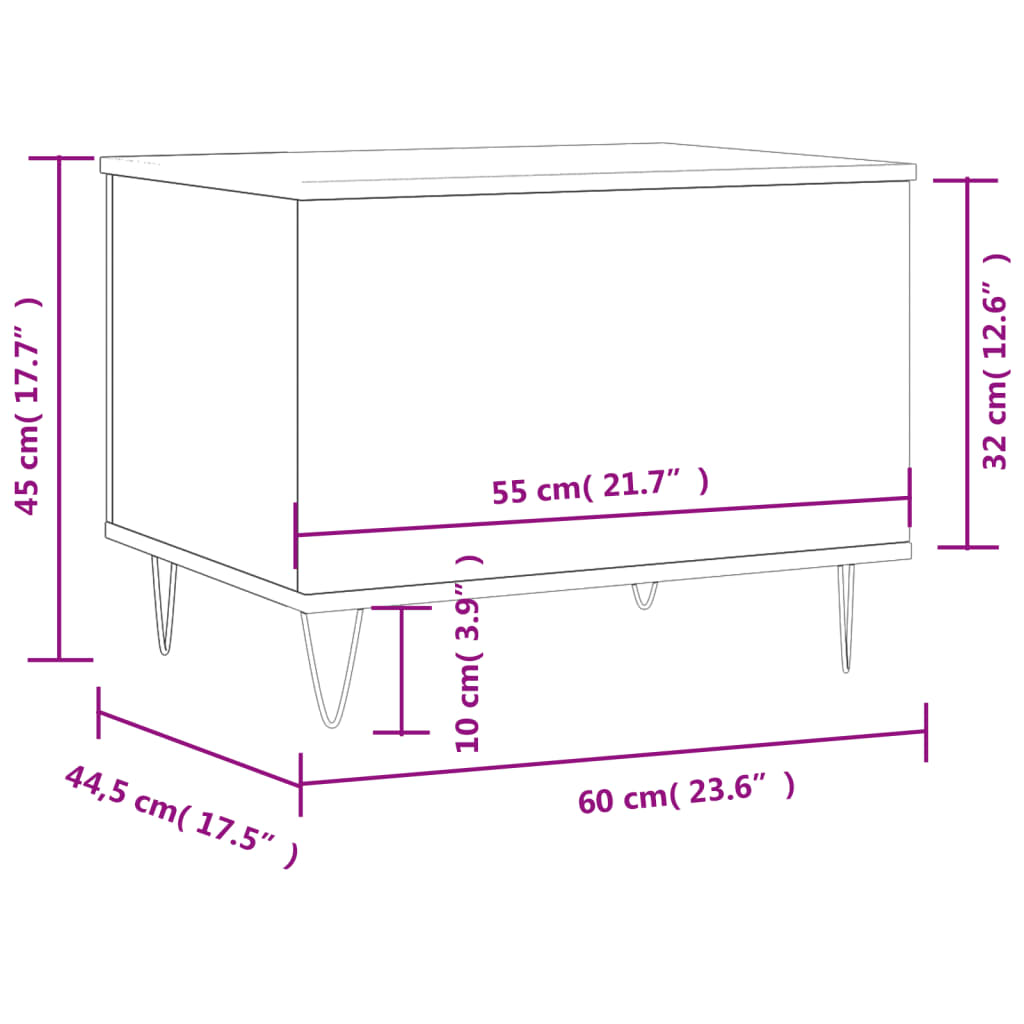 vidaXL Tavolino Salotto Rovere Sonoma 60x44,5x45 cm Legno Multistrato