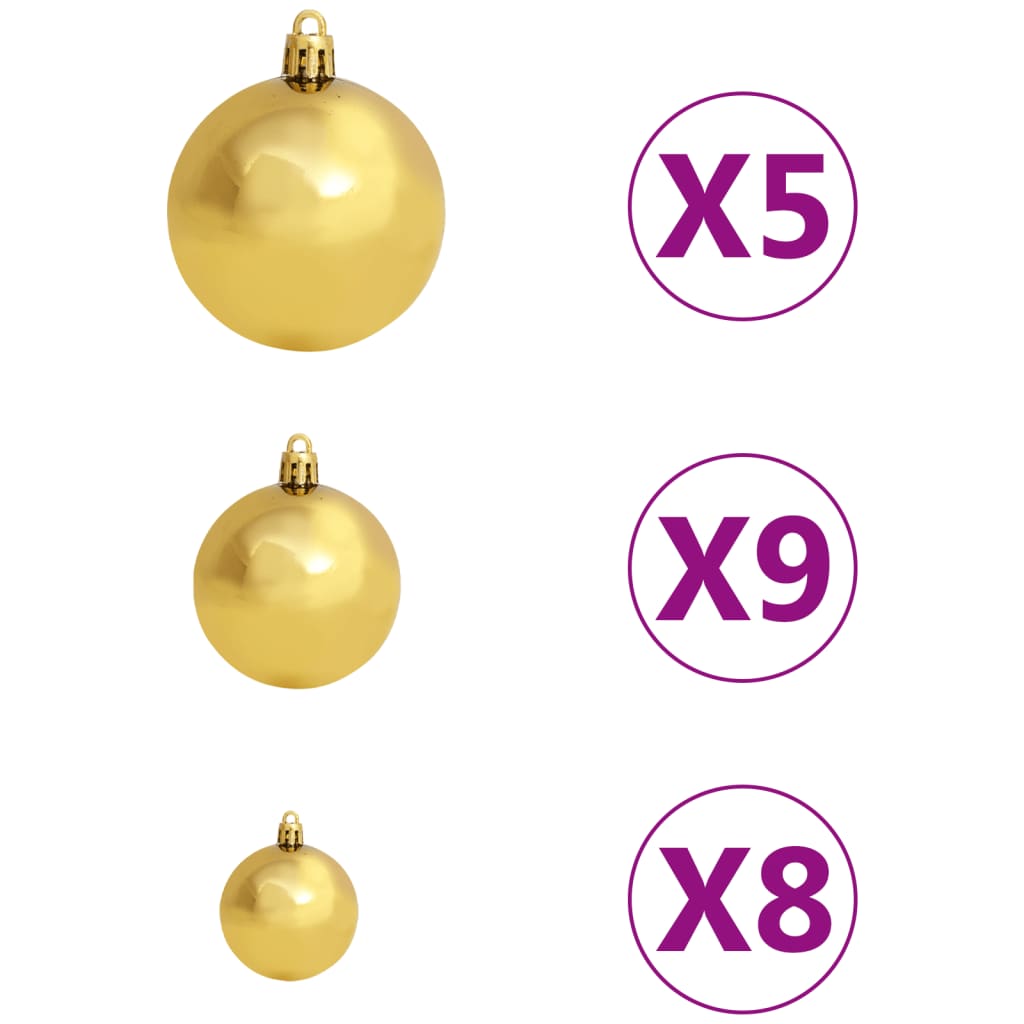 vidaXL Set Natale con 61 Palline Punta e 150 Luci LED Oro e Bronzo