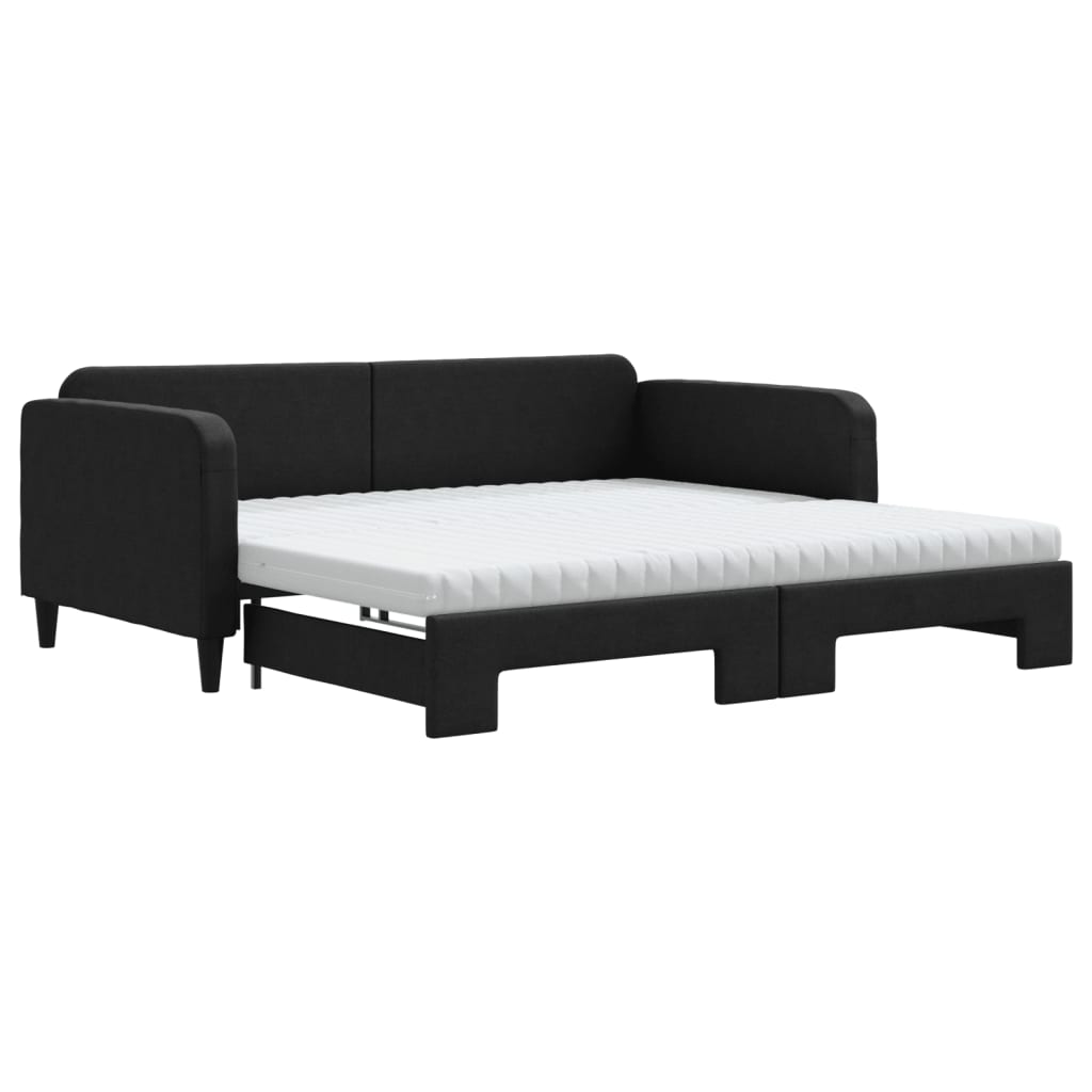 vidaXL Divano Letto Estraibile con Materassi Nero 100x200 cm Tessuto