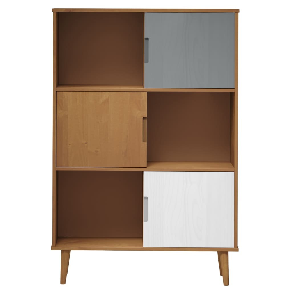 vidaXL Libreria MOLDE Marrone 90x35x133,5 cm in Legno Massello di Pino