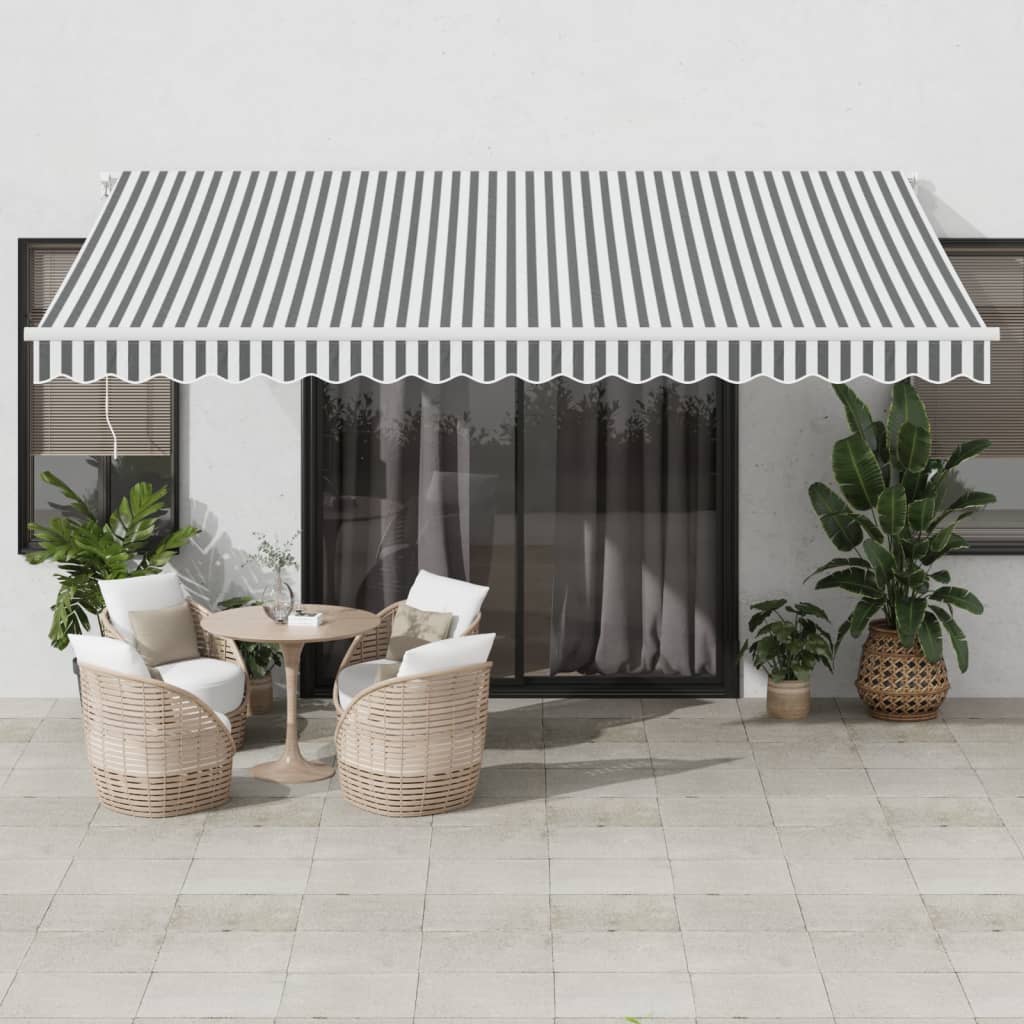 vidaXL Tenda da Sole Retrattile Manuale Antracite e Bianco 450x300 cm