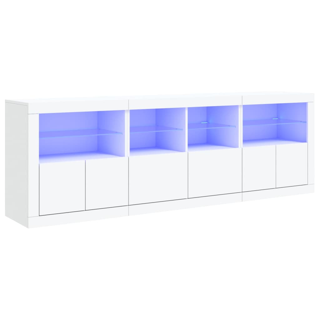 vidaXL Credenza con Luci LED Bianca 202x37x67 cm