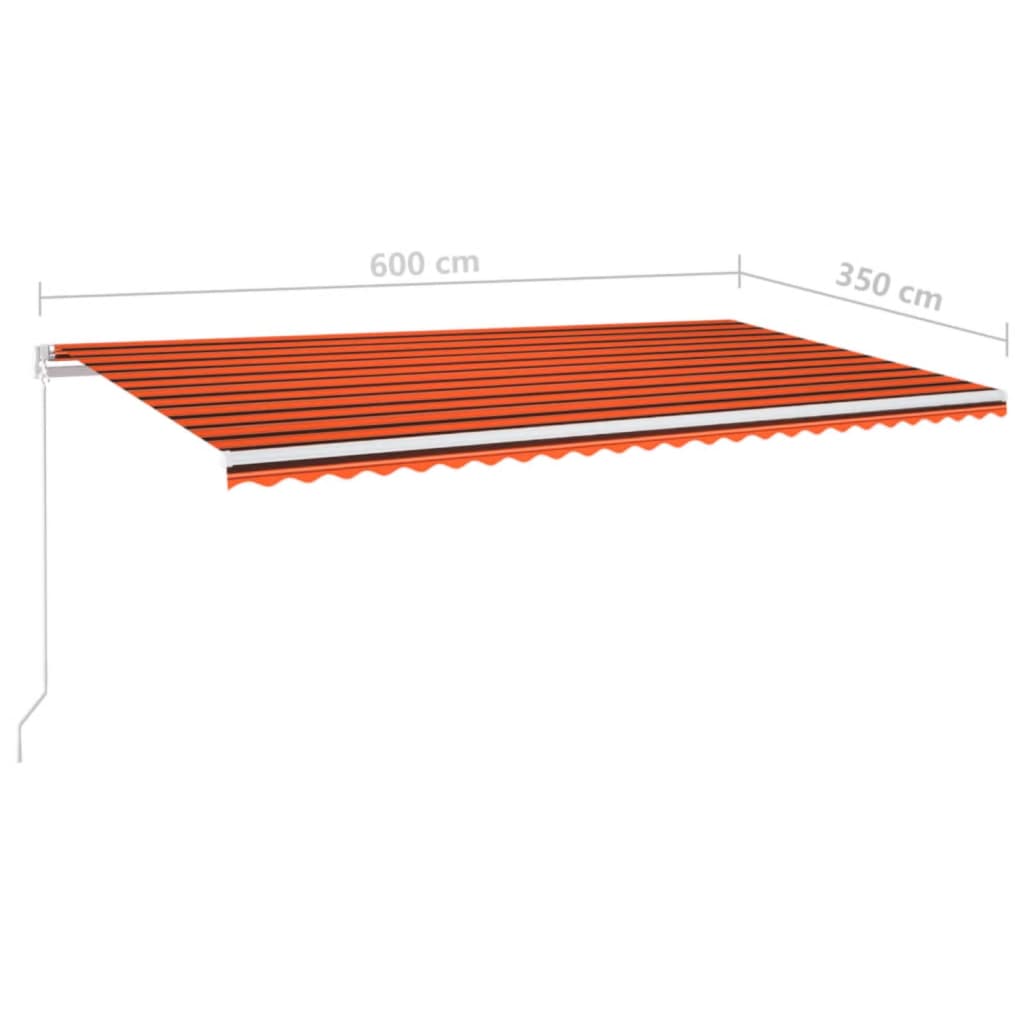 vidaXL Tenda da Sole Retrattile Manuale 600x350 cm Arancione e Marrone