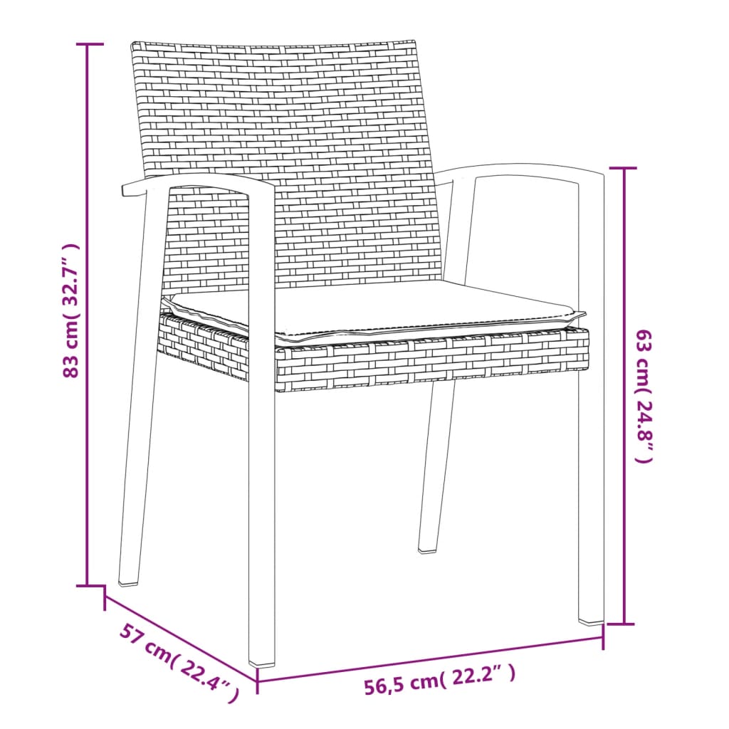 vidaXL Set Pranzo da Giardino 5pz con Cuscini in Polyrattan e Acciaio