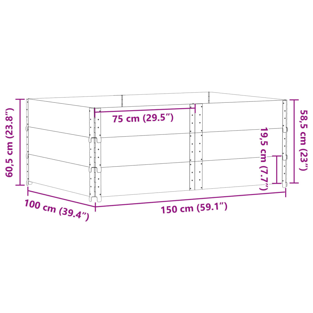 vidaXL Fioriera da Giardino Nera 150x100 cm in Legno Massello di Pino