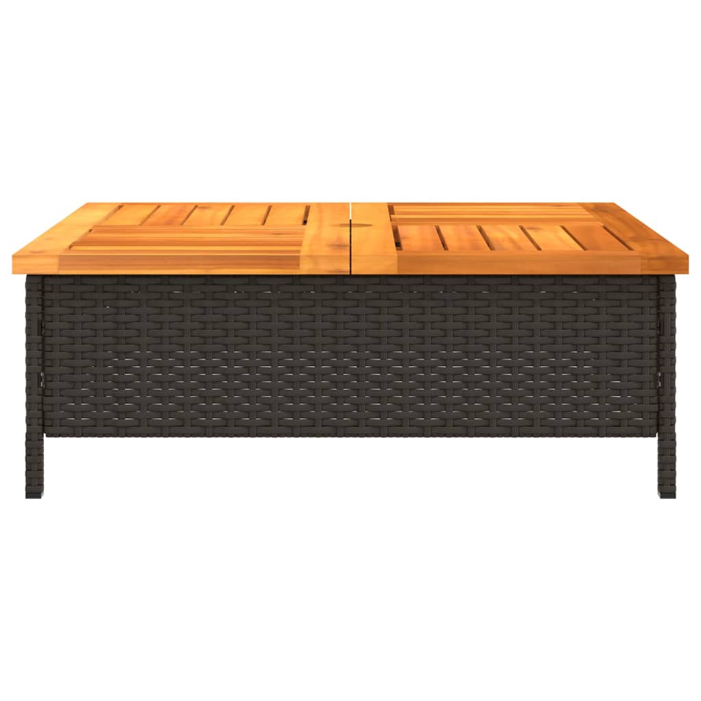 vidaXL Tavolo da Giardino Nero 70x70x25cm in Rattan e Legno di Acacia