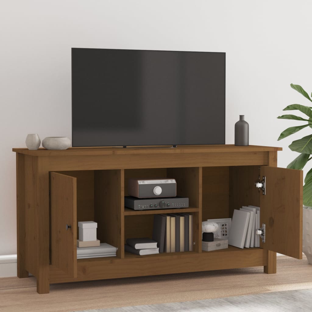 vidaXL Mobile Porta TV Ambra 103x36,5x52 cm in Legno Massello di Pino