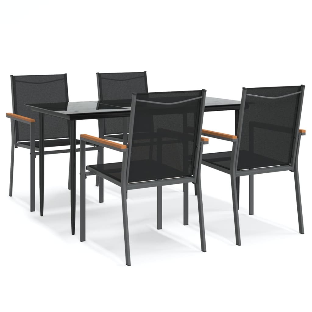 vidaXL Set da Pranzo da Giardino 5 pz Nero in Textilene e Acciaio