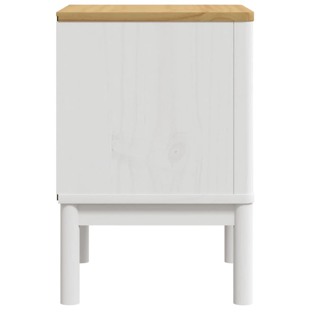 vidaXL Comodino FLORO Bianco 45x39x57 cm in Legno Massello di Pino