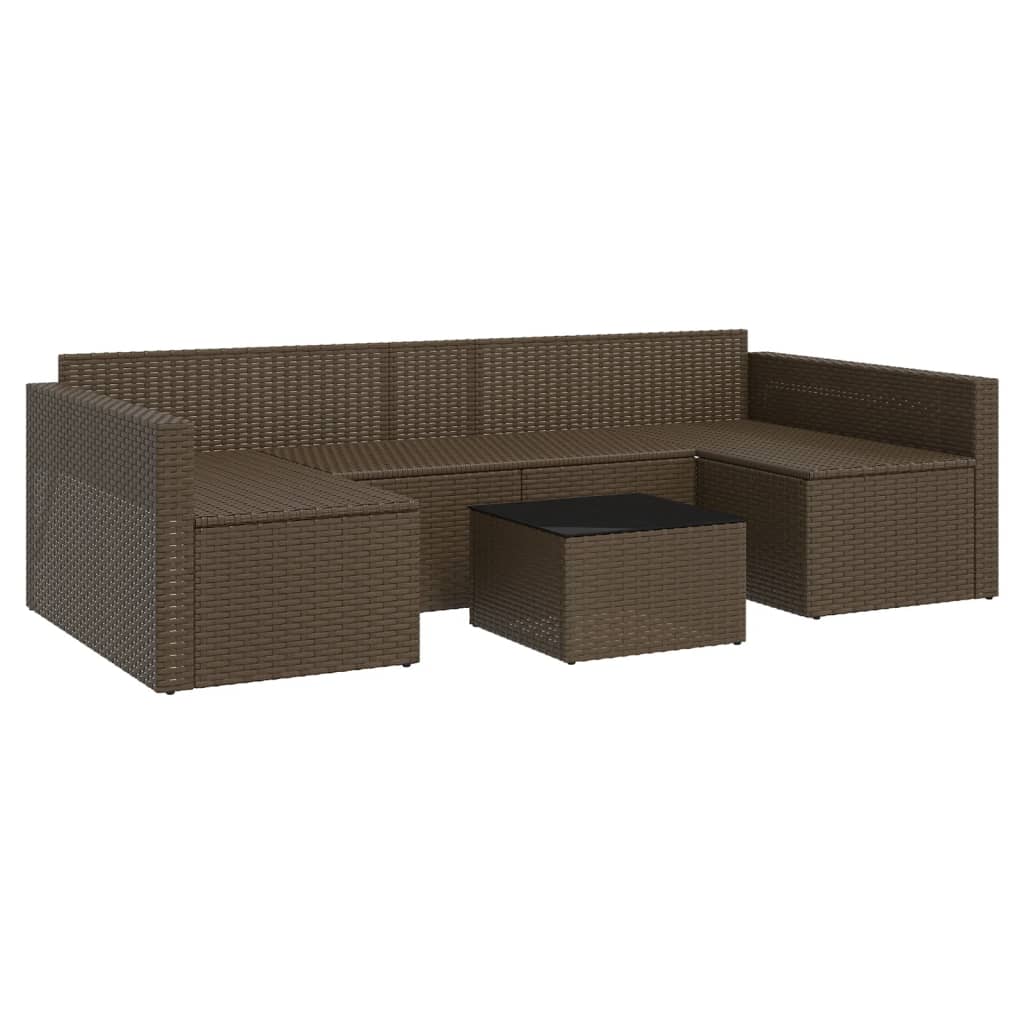 vidaXL Set Divani da Giardino 2 pz con Cuscini in Polyrattan Marrone