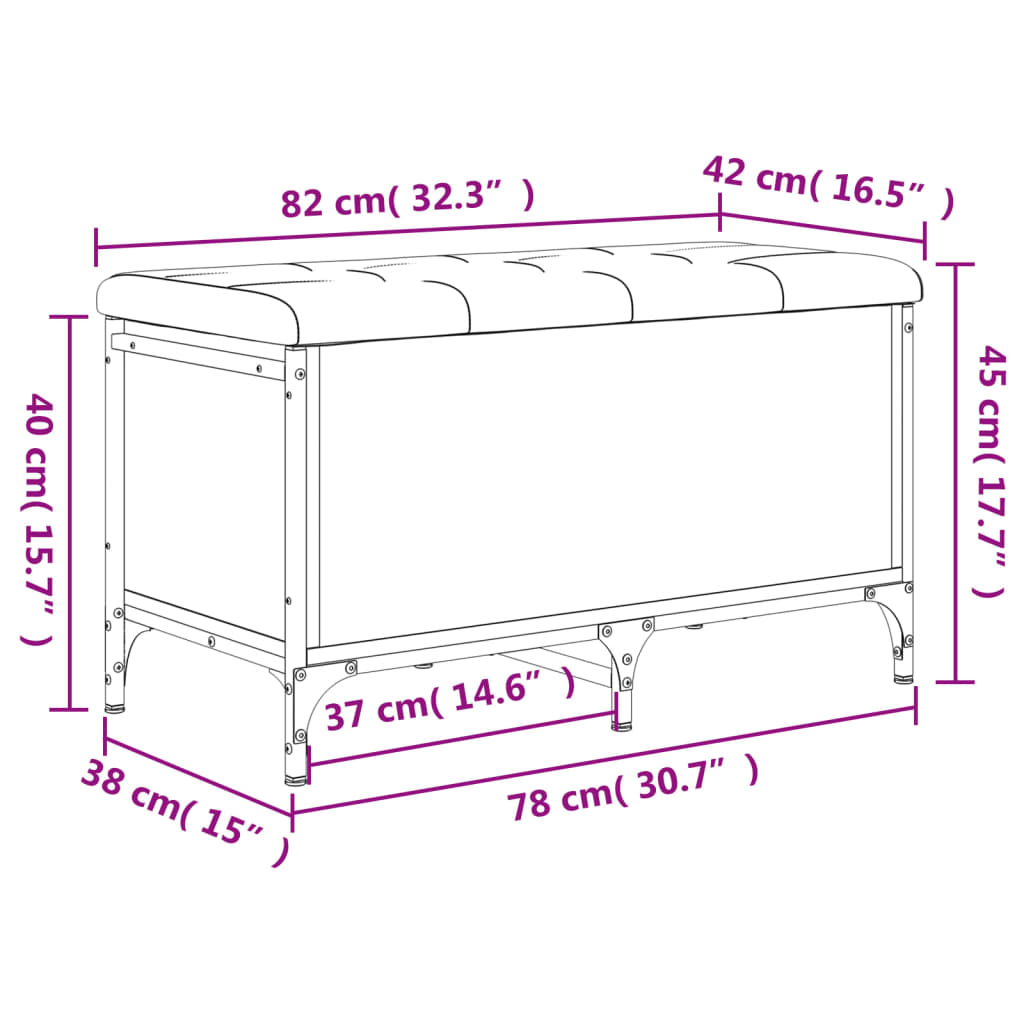 vidaXL Panca Portaoggetti Rovere Sonoma 82x42x45 cm Legno Multistrato