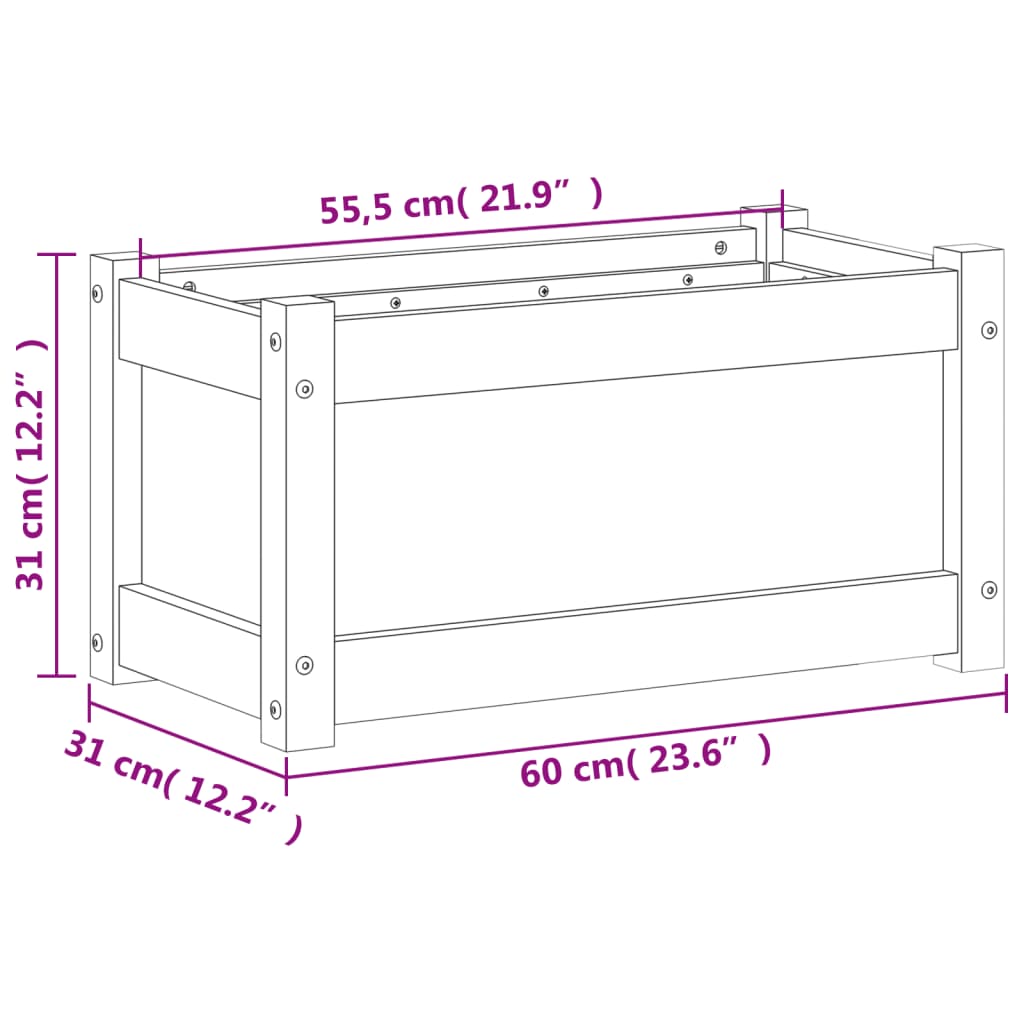 vidaXL Fioriera Giardino Marrone Cera 60x31x31 cm Legno Massello Pino