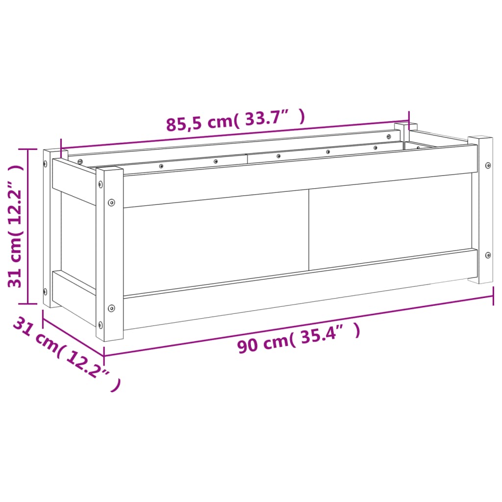 vidaXL Fioriera Giardino Marrone Cera 90x31x31 cm Legno Massello Pino