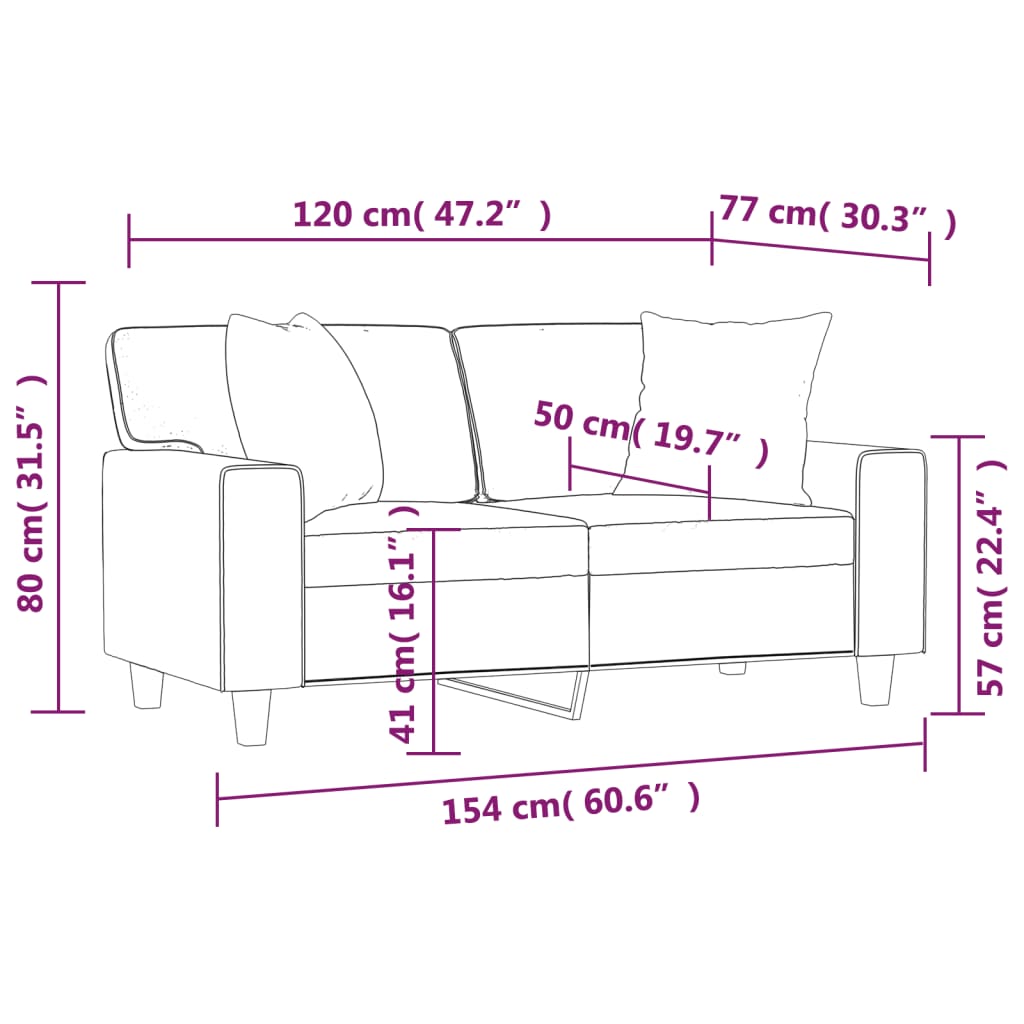 vidaXL Divano a 2 Posti con Cuscini Grigio 120 cm in Similpelle