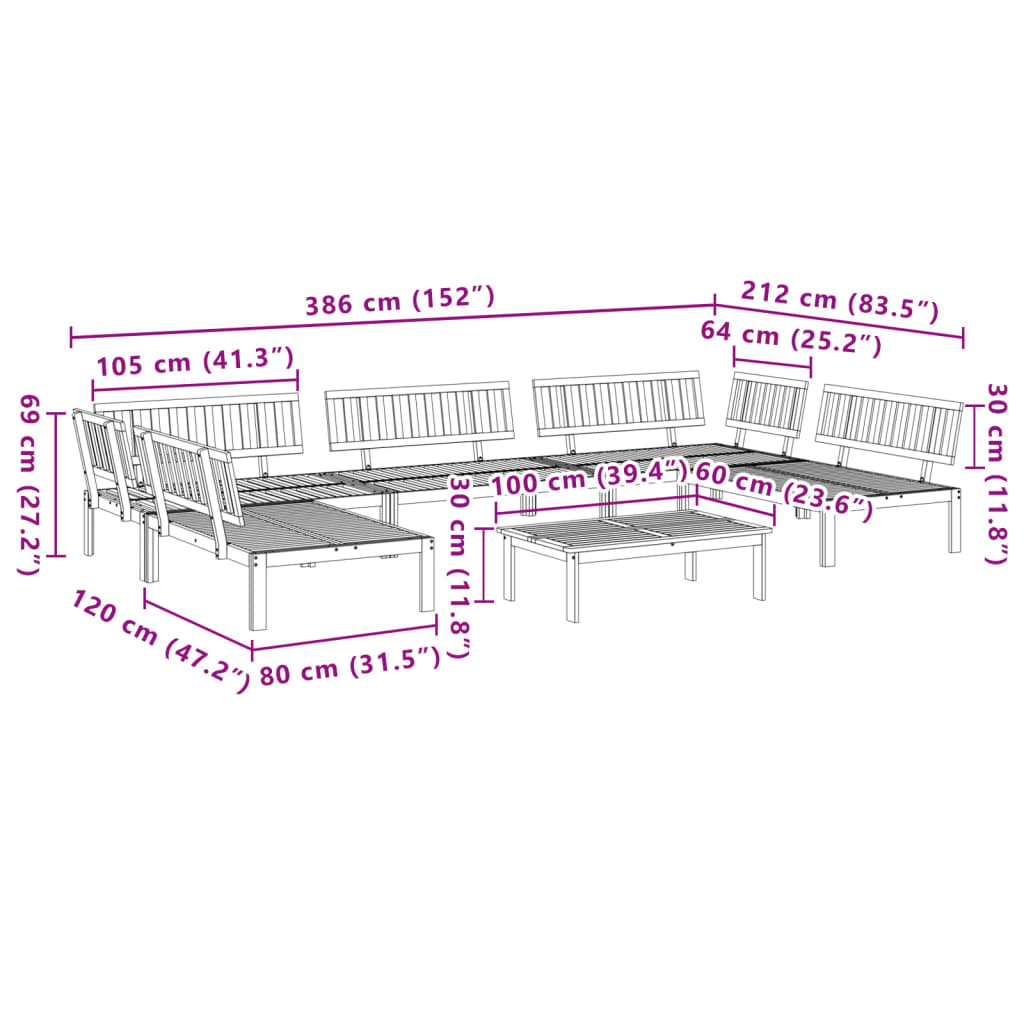 vidaXL Set Divano Pallet da Giardino 6 pz in Legno Massello di Acacia