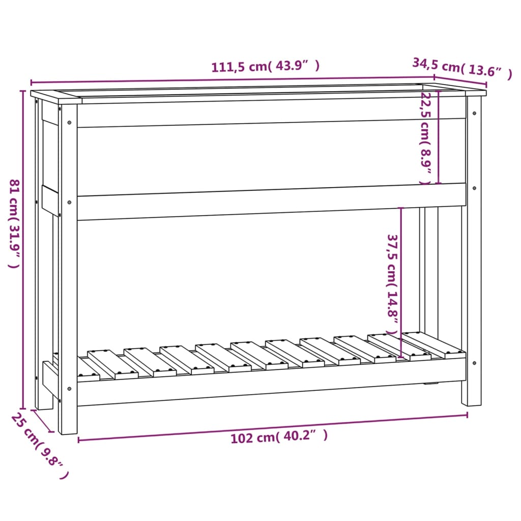 vidaXL Fioriera con Mensola Bianca 111,5x34,5x81cm Legno Massello Pino