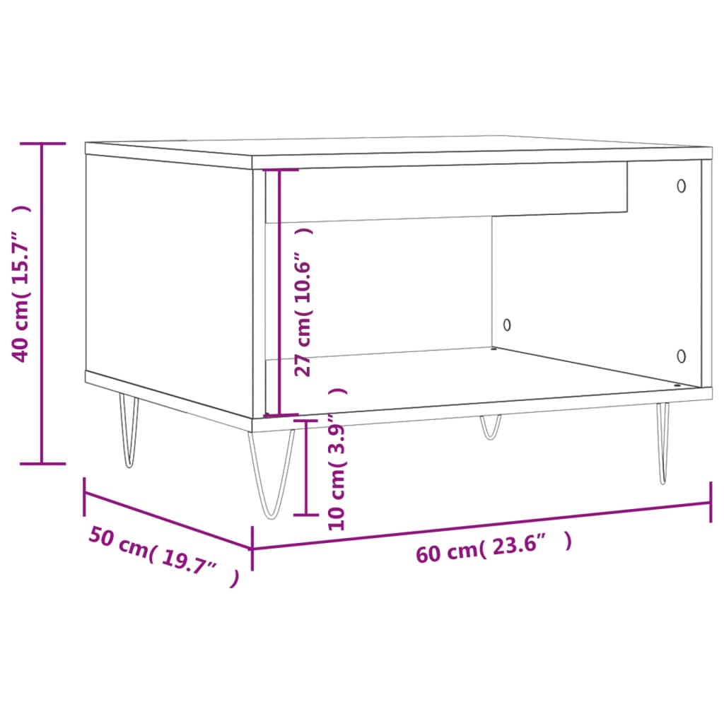 vidaXL Tavolino da Salotto Nero 60x50x40 cm in Legno Multistrato