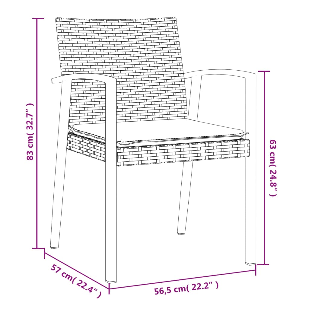 vidaXL Set Pranzo da Giardino 7 pz con Cuscini in Polyrattan e Acciaio