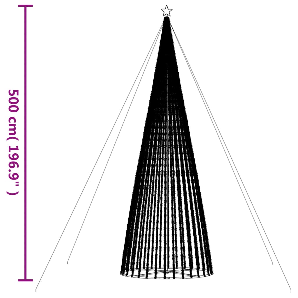 vidaXL Illuminazione Albero di Natale a Cono 1544LED Colorato 500cm