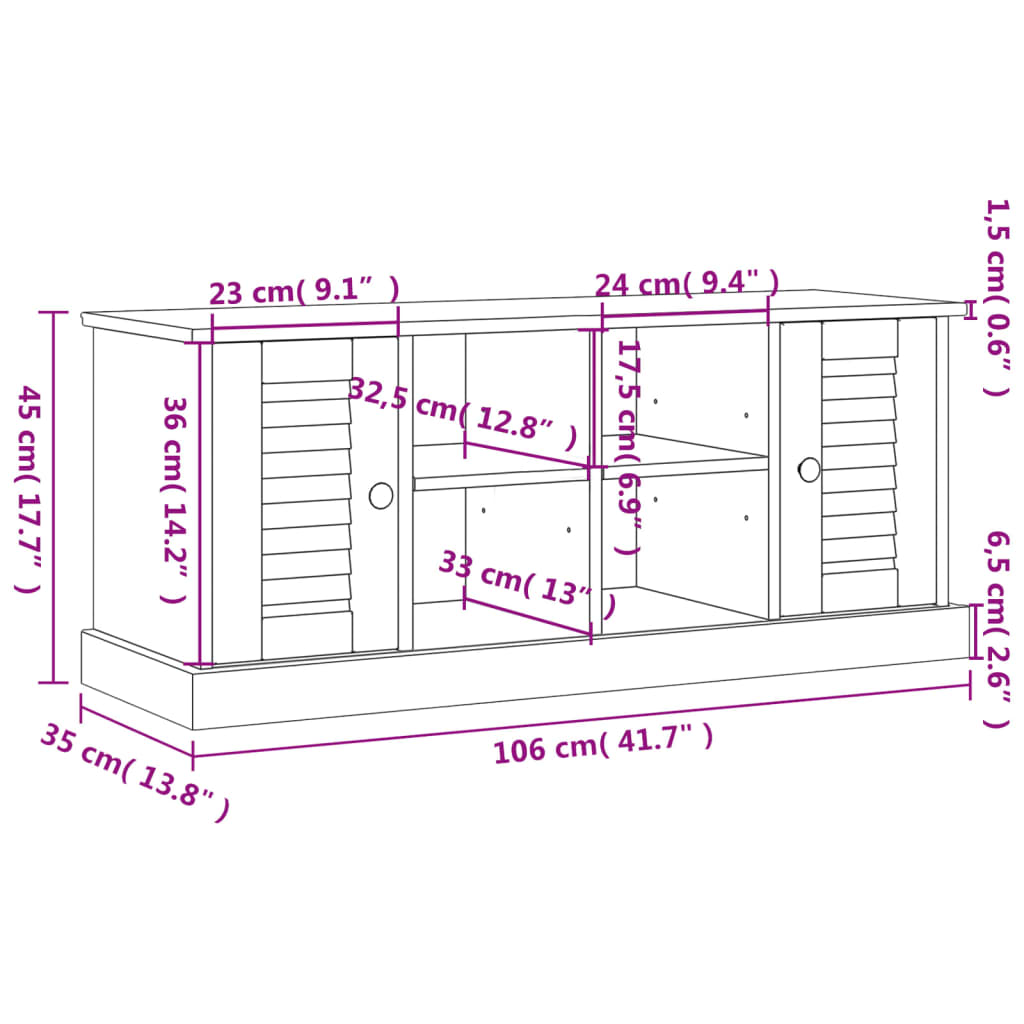 vidaXL Panca Porta Scarpe VIGO 106x35x45 cm in Legno Massello di Pino