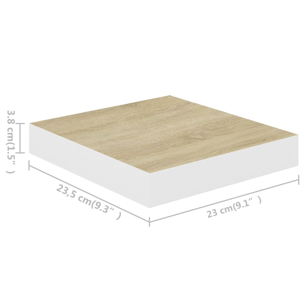 vidaXL Scaffali a Parete 4 pz Rovere e Bianco 23x23,5x3,8 cm in MDF