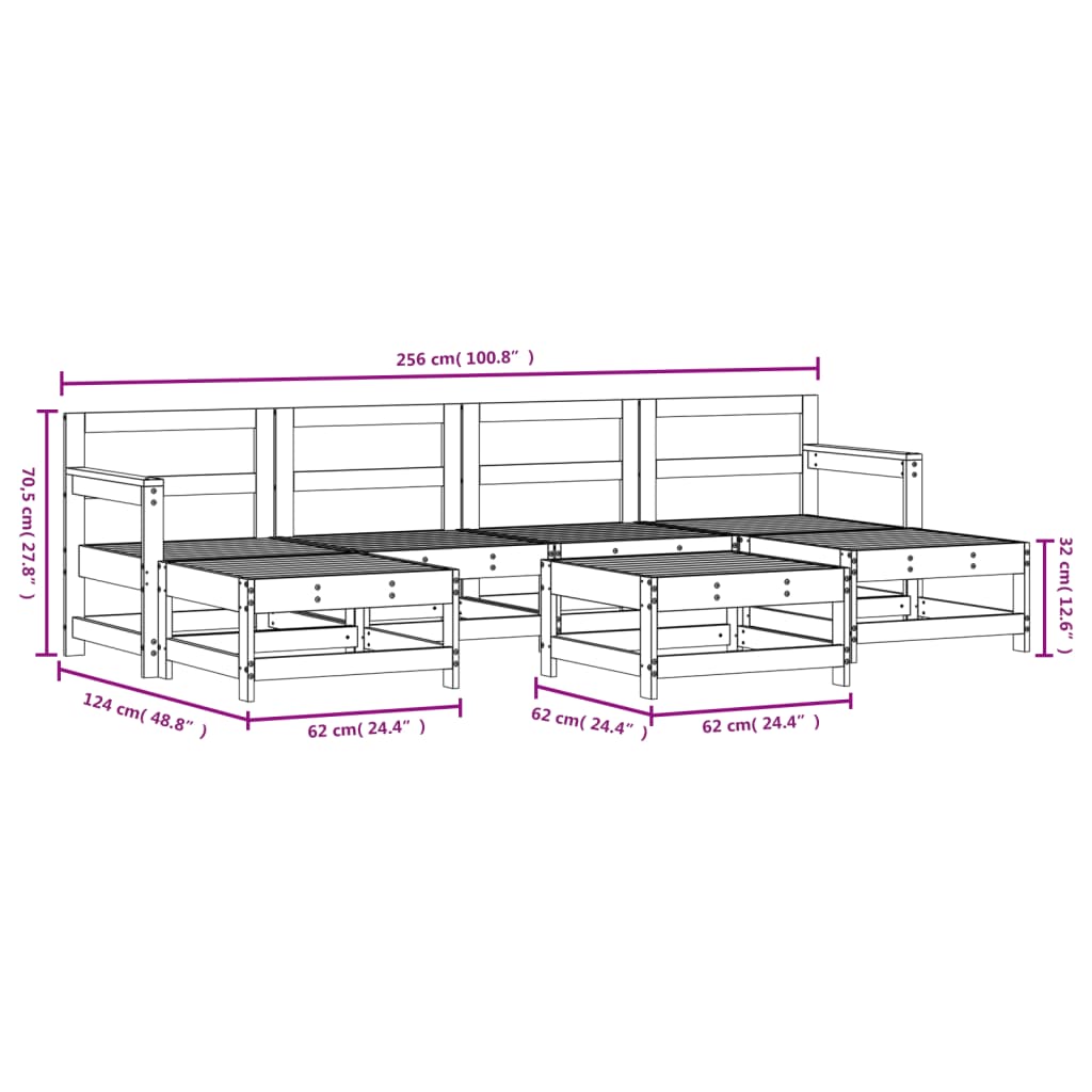 vidaXL Set Salotto da Giardino 7 pz in Legno Impregnato di Pino