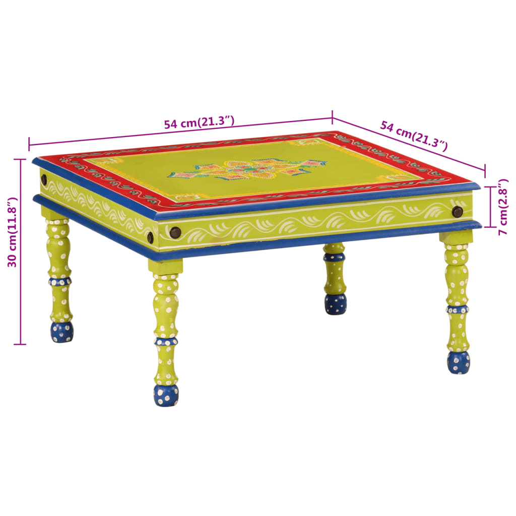 vidaXL Tavolino Salotto Verde Dipinto a Mano Legno Massello di Mango