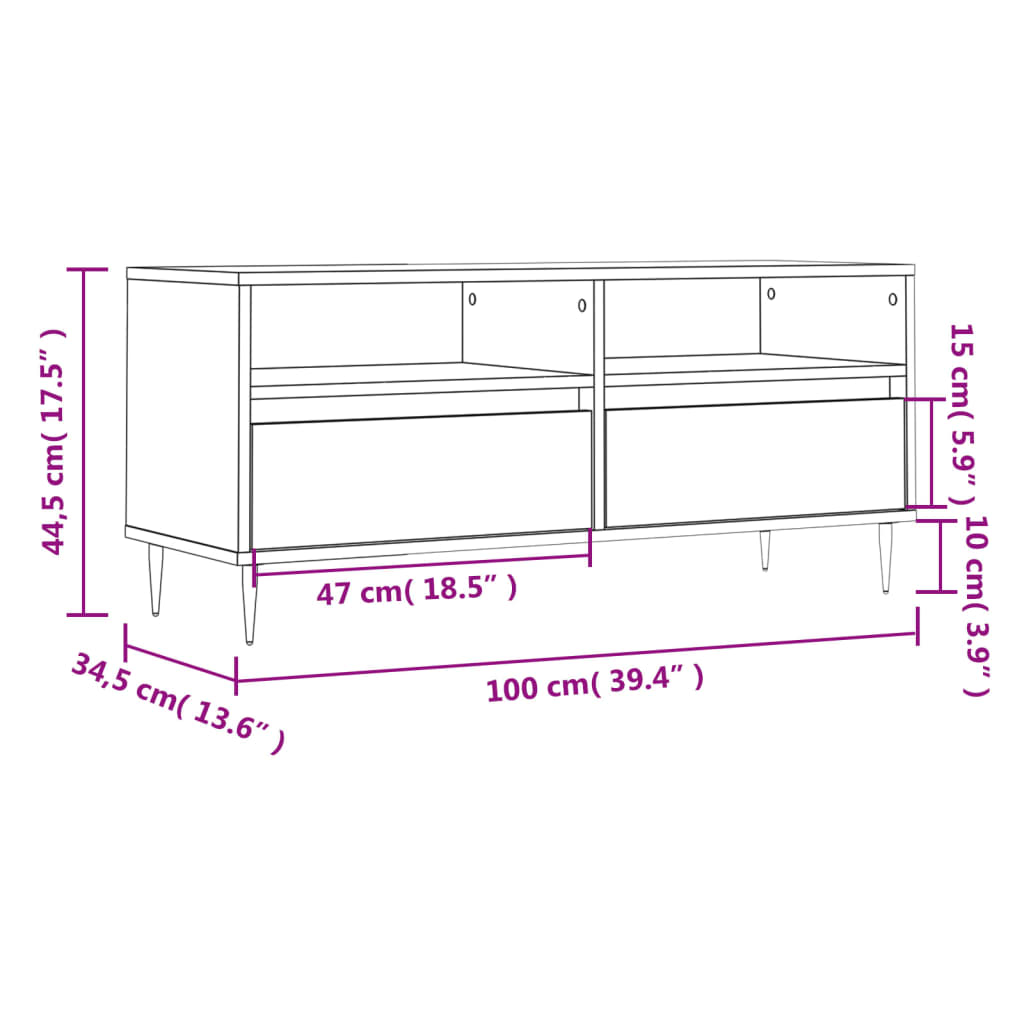 vidaXL Mobile Porta TV Grigio Sonoma 100x34,5x44,5cm Legno Multistrato