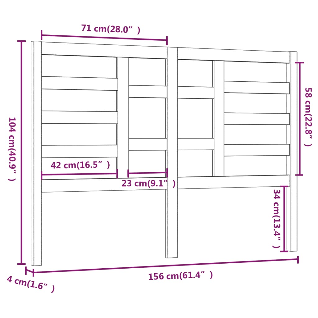 vidaXL Testiera per Letto ambra 156x4x104 cm in Legno Massello di Pino