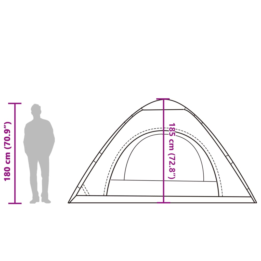 vidaXL Tenda Campeggio 5 Persone Grigio e Arancione a Rilascio Rapido