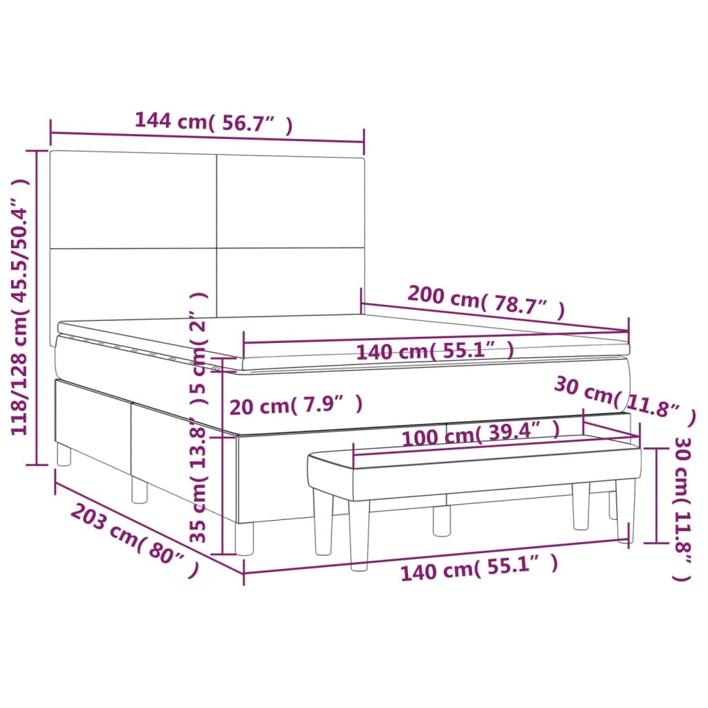 vidaXL Giroletto a Molle con Materasso Nero 140x200 cm in Similpelle