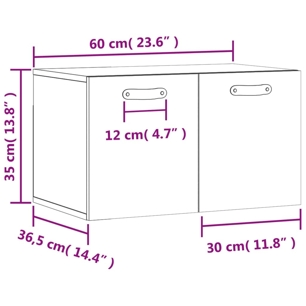 vidaXL Mobile a Parete Rovere Fumo 60x36,5x35 cm in Legno Multistrato