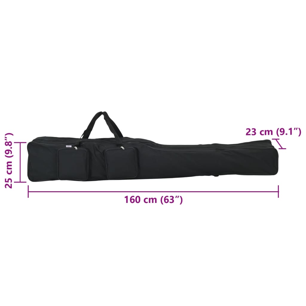 vidaXL Borsa per Canna da Pesca Nera 160 cm in Tessuto Oxford