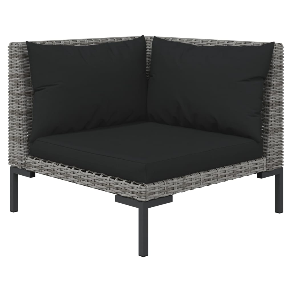 vidaXL Divani da Giardino 10 pz con Cuscini in Polyrattan Grigio Scuro