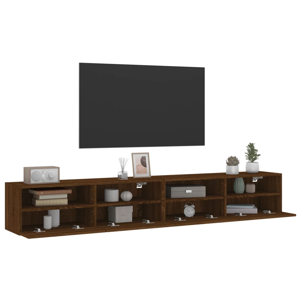 vidaXL Mobili TV Muro 2pz Rovere Marrone 100x30x30cm Legno Multistrato